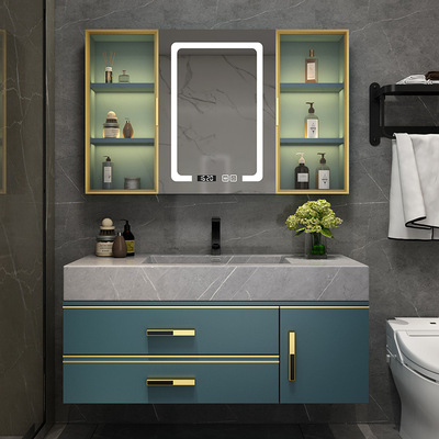 洗手洗脸盆柜组合卫生间岩板一体洗漱台卫浴柜ysg-30 - 益石石材-高端